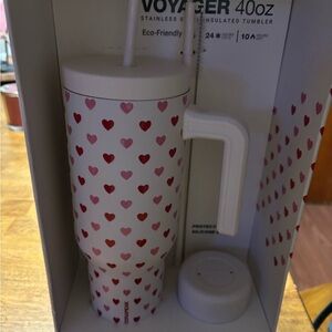 Valentines Tumblers  40oz Tumbler with Straw - Heart Pattern